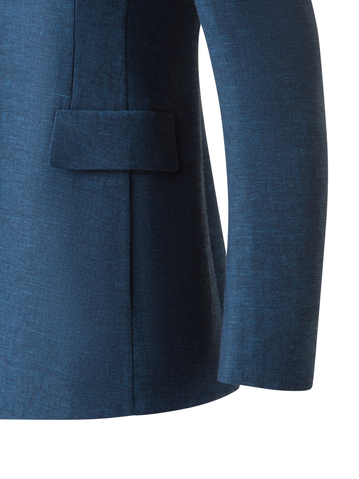 Designer Langer Blazer aus Leinen Doubleface - Blau