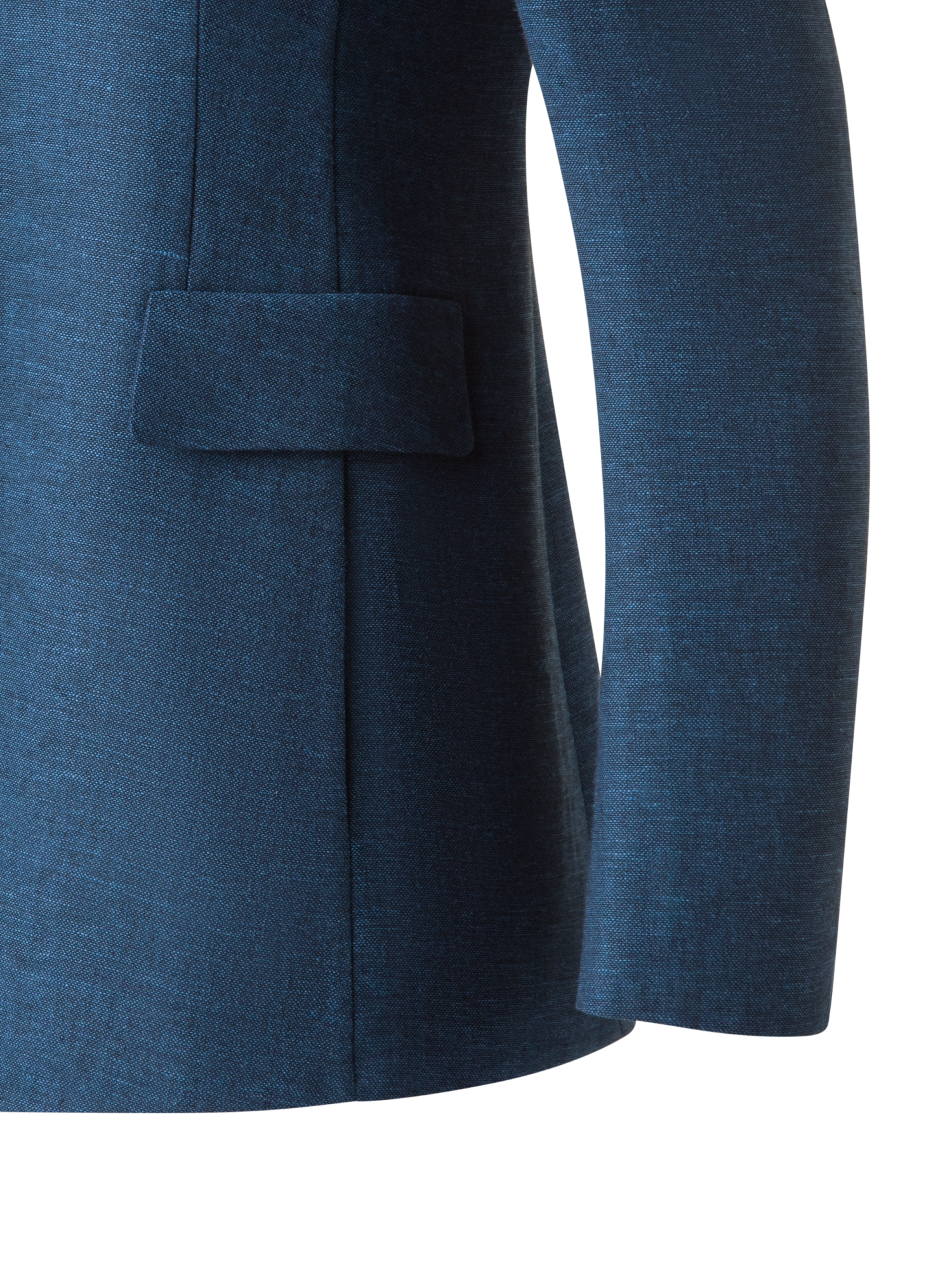 Designer Langer Blazer aus Leinen Doubleface - Blau