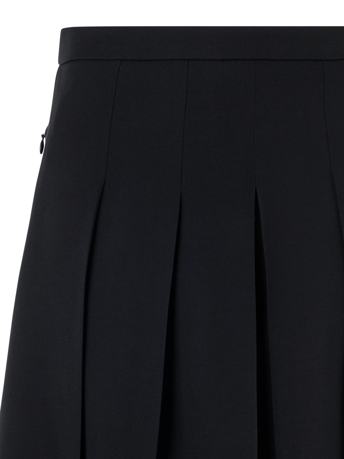 Designer Plissierter Midi-Skort aus Wollgabardine - Schwarz