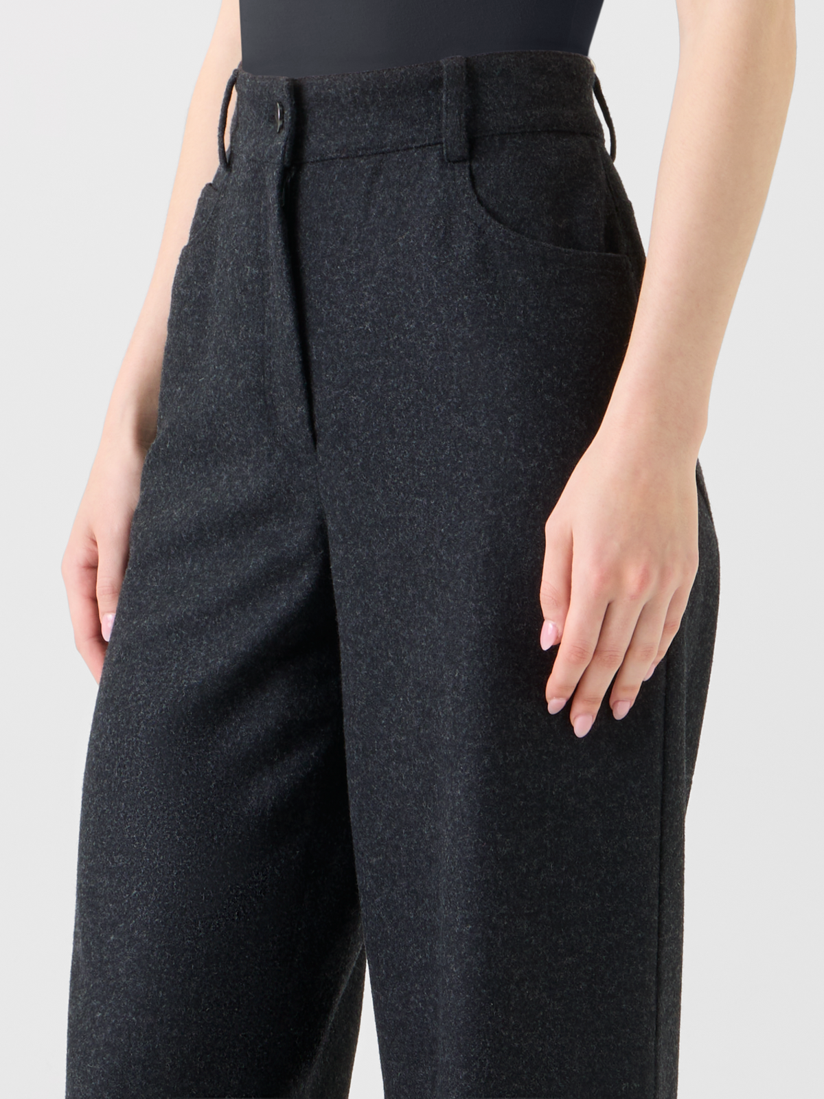 Designer Weite winterliche Wollflanell Hose - Grau #editorial