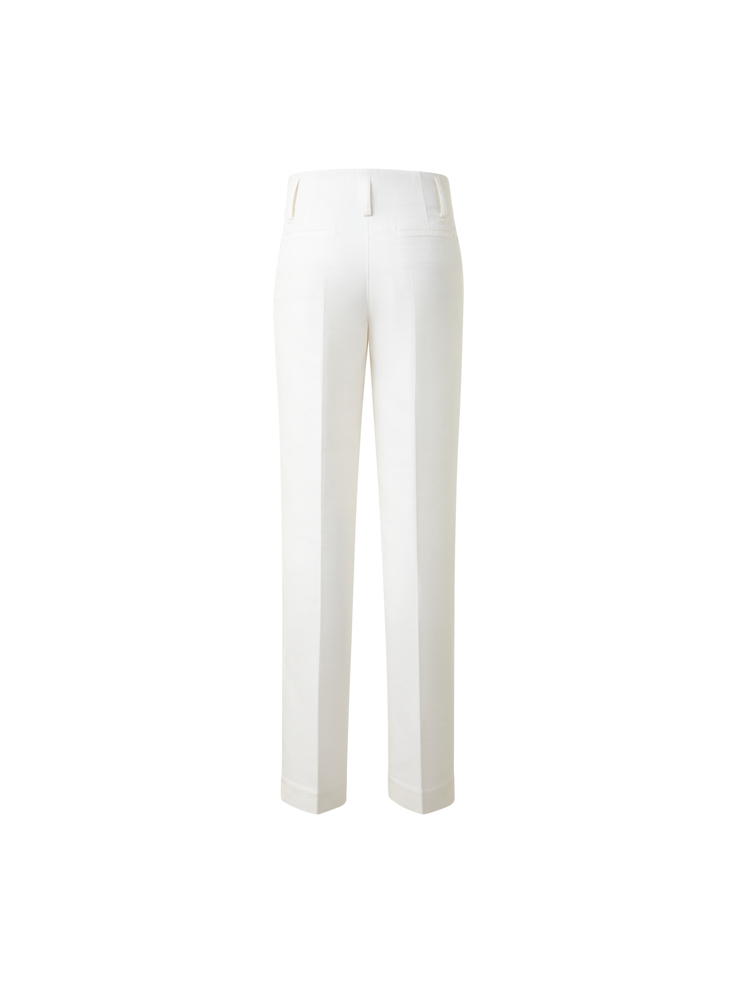 Designer Tapered Hose aus Baumwoll-Seiden-Doubleface - Ecru - Weiss