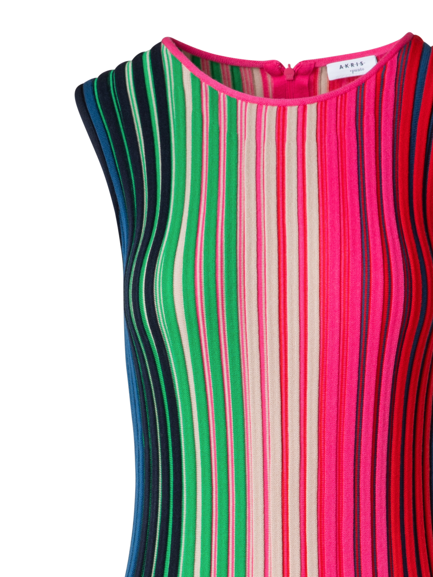 Designer Merino-Strickkleid mit Regenbogenripp - Bunt