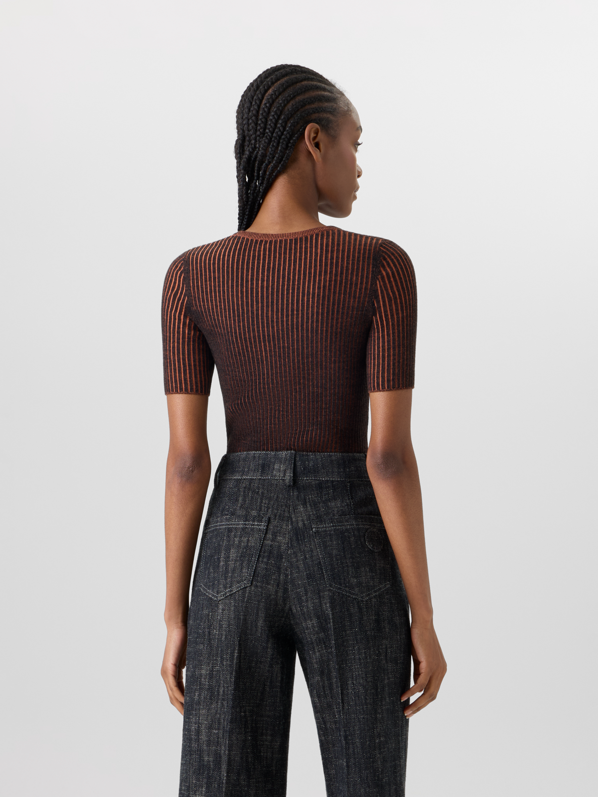 Designer Kurzärmeliger Strickpullover aus Merinowolle - Bunt #editorial