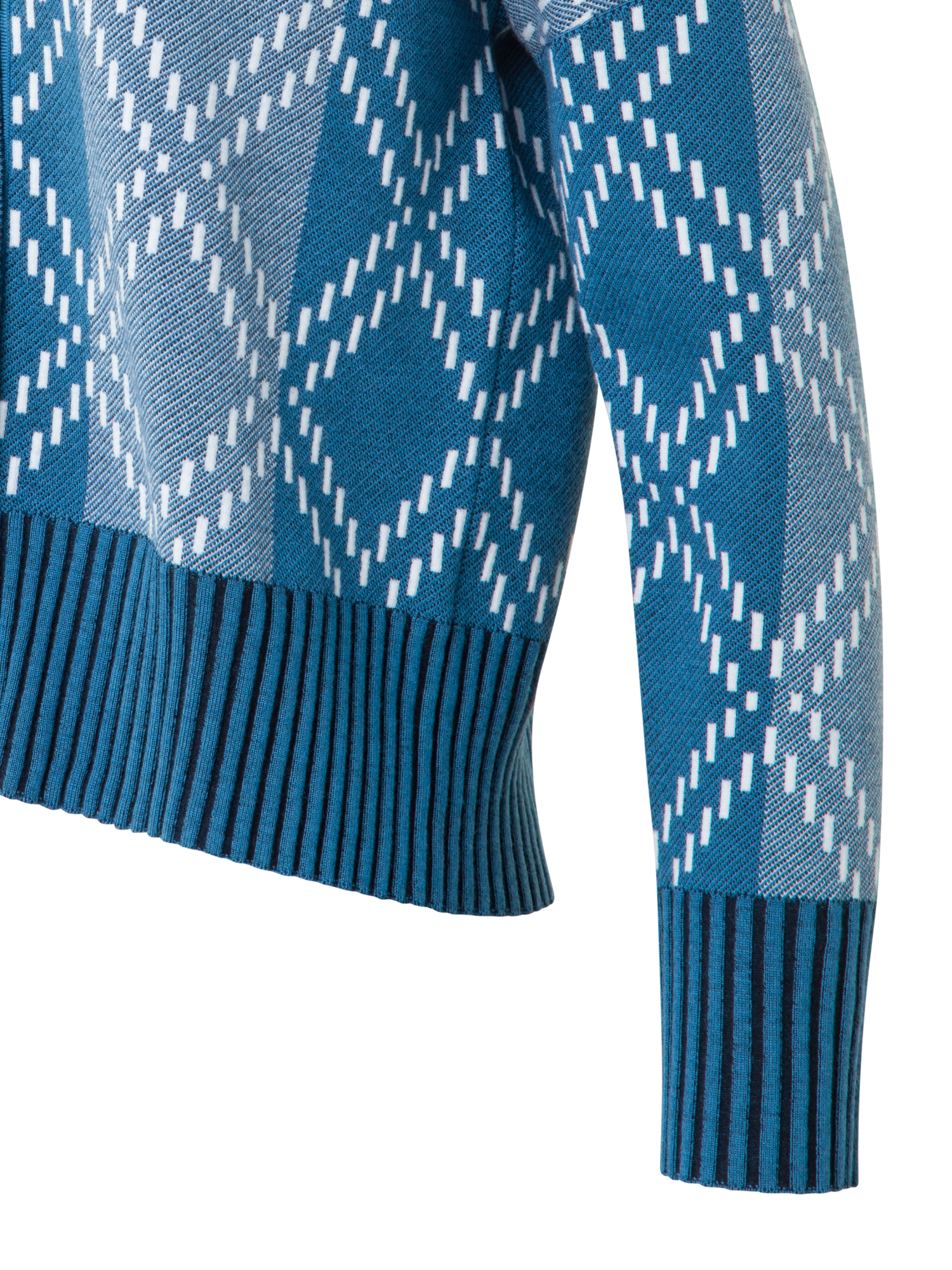 Designer Merino-Cardigan mit Diamant-Jacquard - Blau - Bunt