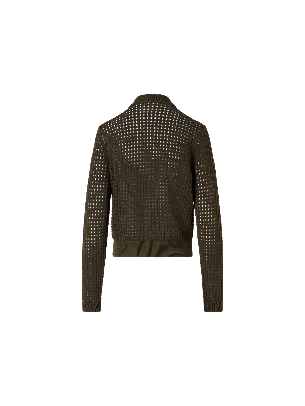 Designer Langärmelige Strickjacke aus grobem Baumwoll-Mesh - Grün