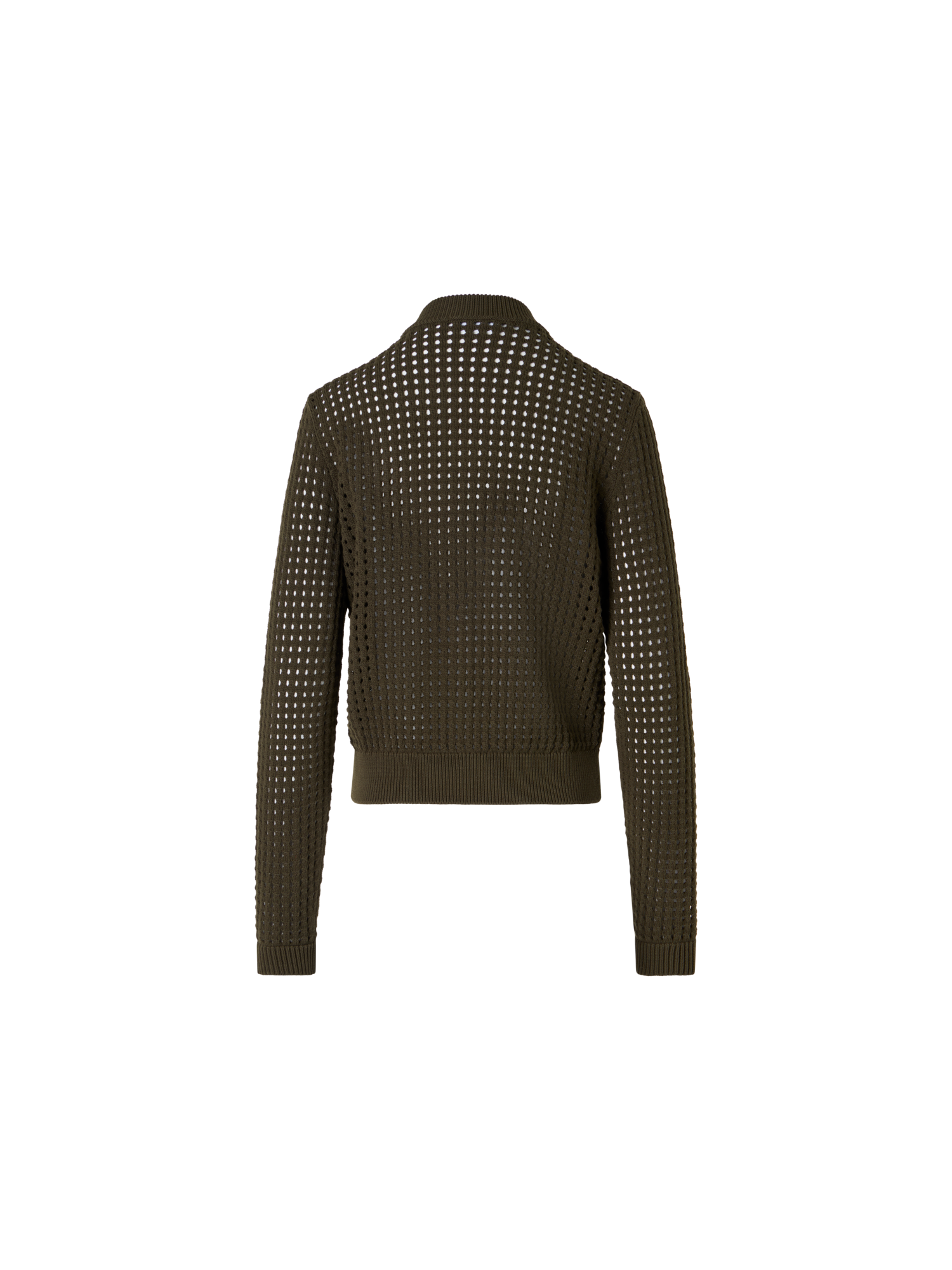 Designer Langärmelige Strickjacke aus grobem Baumwoll-Mesh - Grün