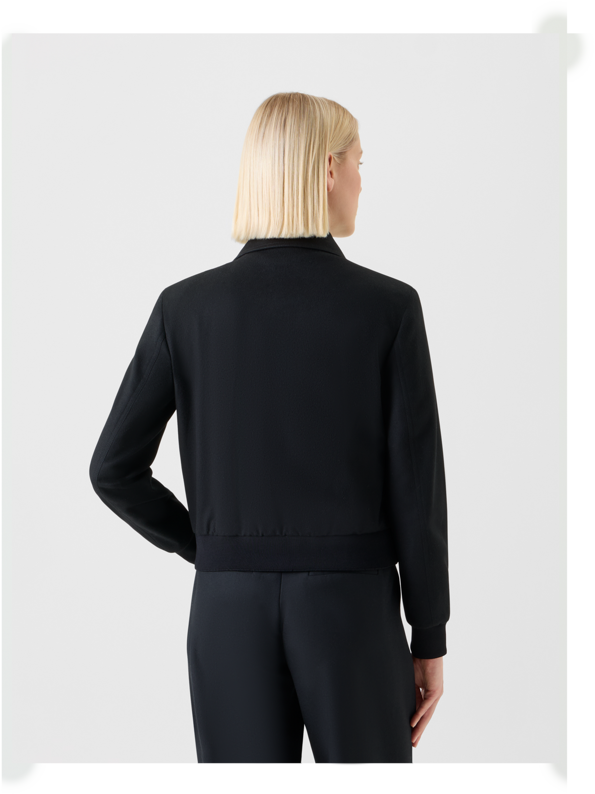 Designer Kurzer Wolle Kaschmir Blouson - Schwarz #editorial