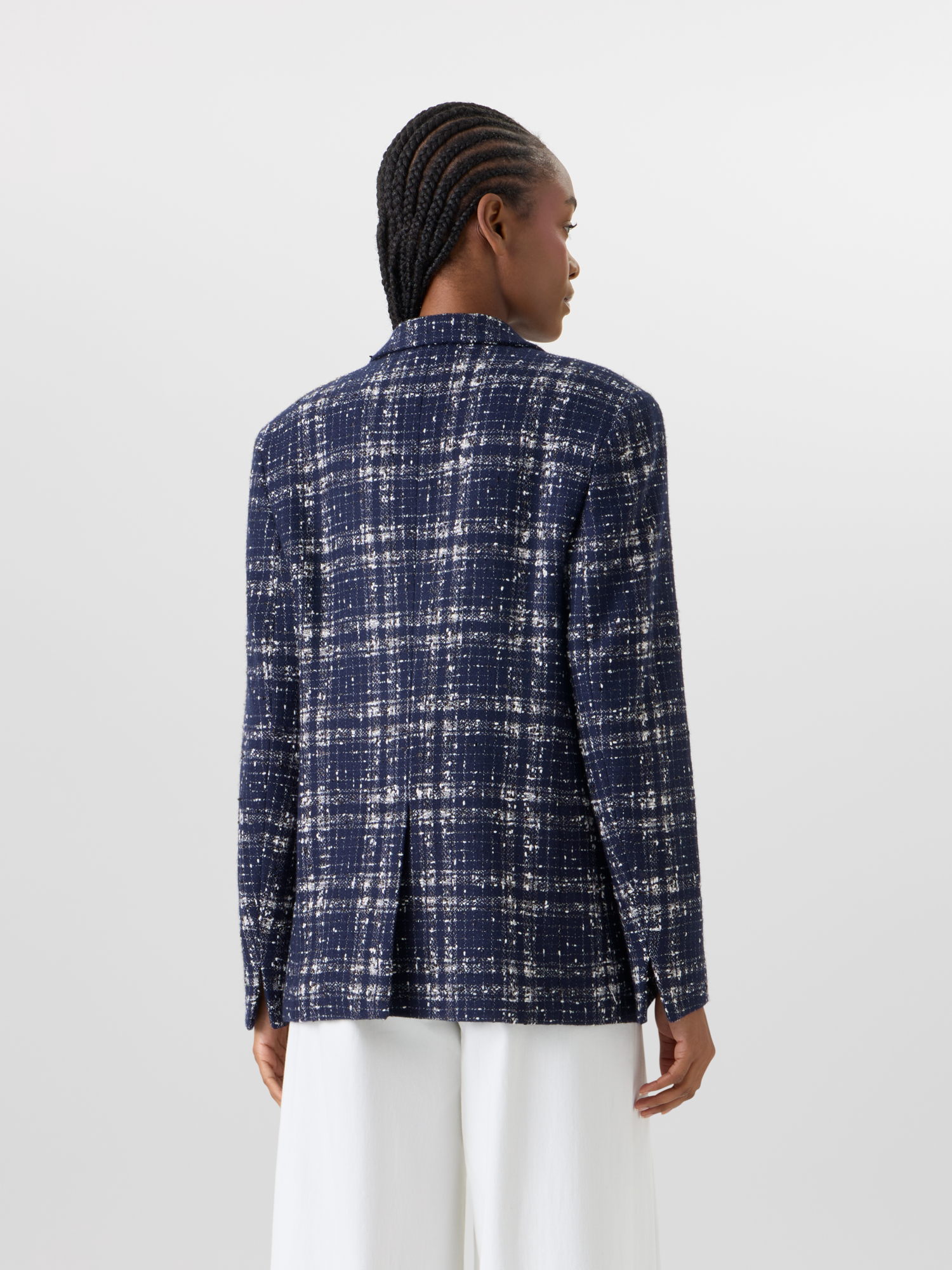 Designer Kora Jacke aus Woll-Viskose-Tweed - Blau 