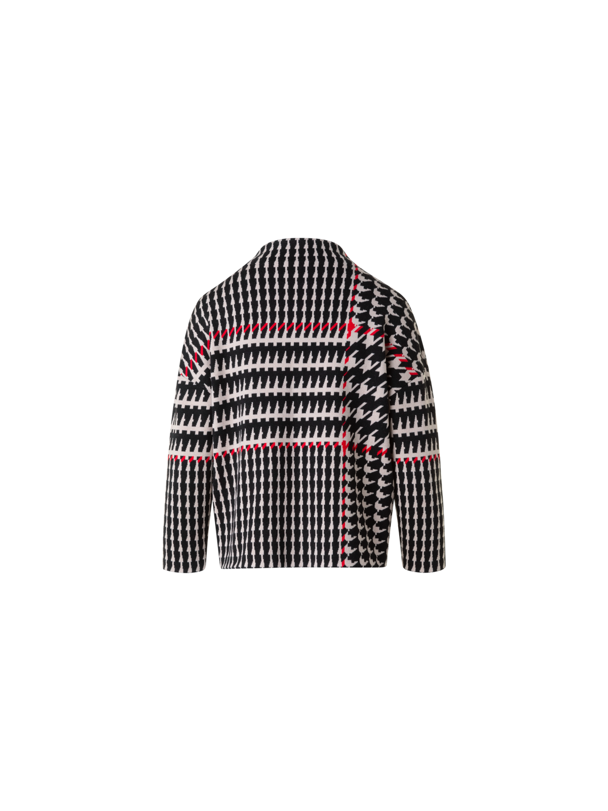 Designer XL Glencheck Jacquard Stehkragen Pullover - Schwarz - Bunt
