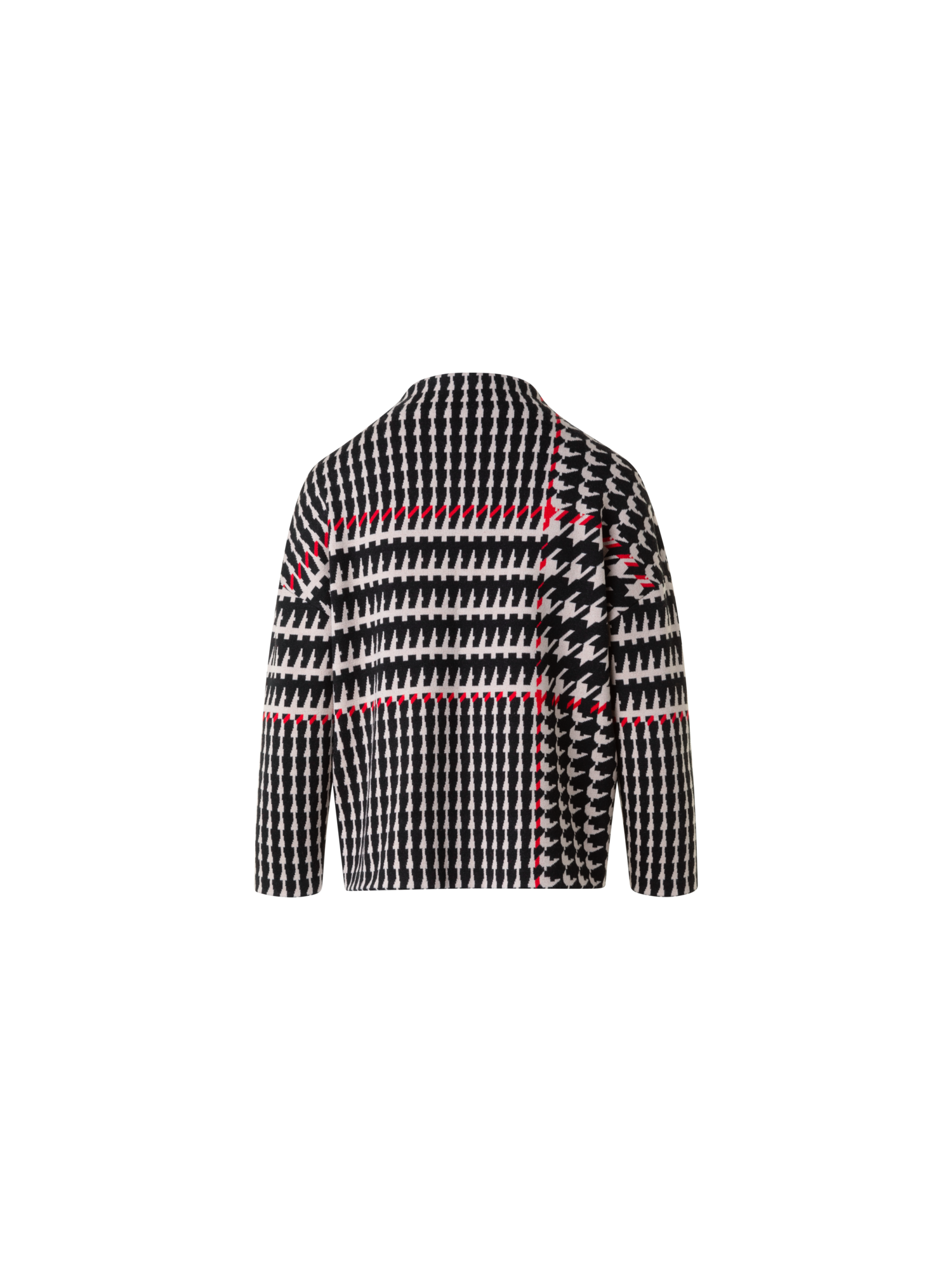 Designer XL Glencheck Jacquard Stehkragen Pullover - Schwarz - Bunt