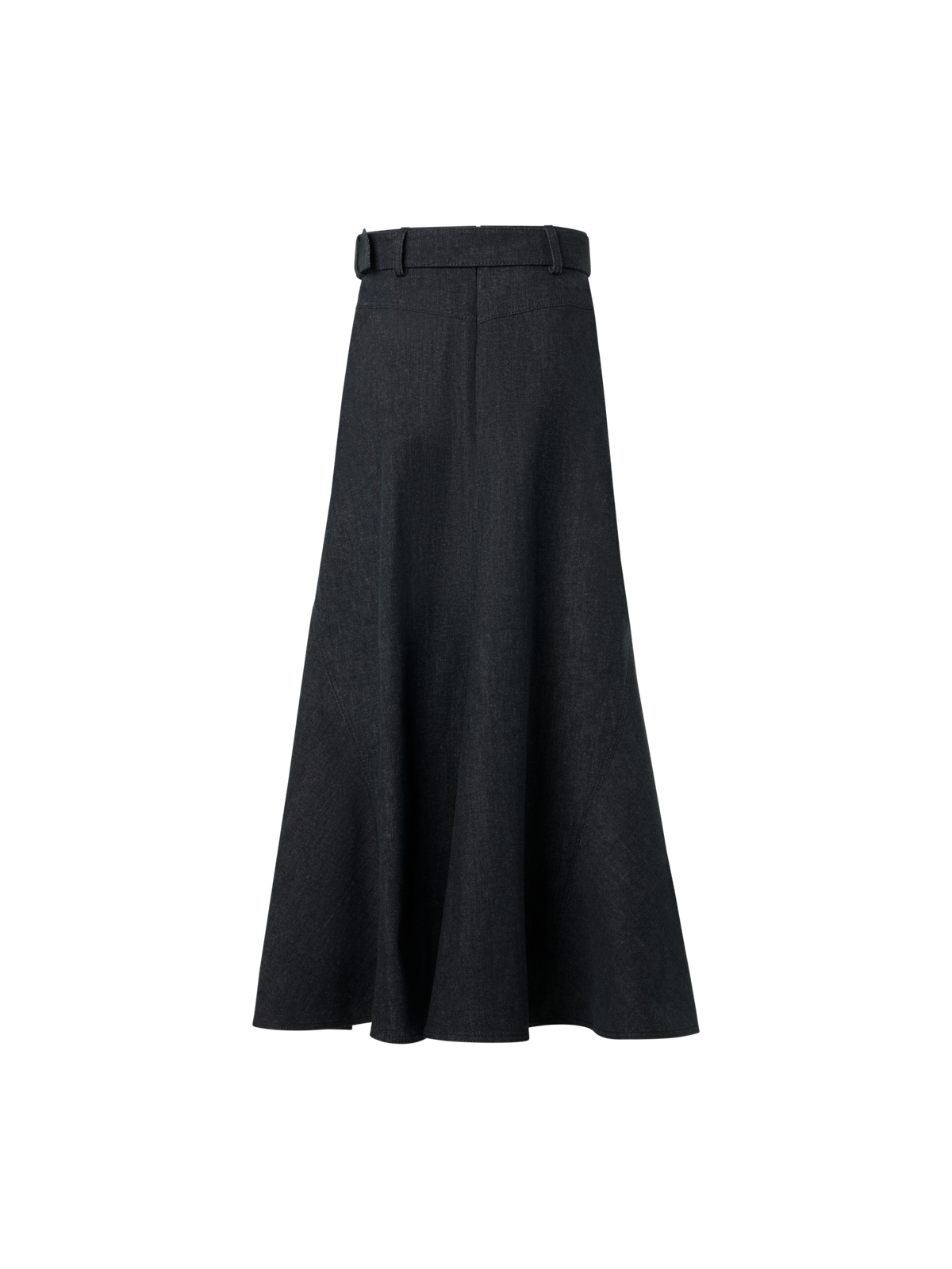 Designer Denim Midirock in A-Linie - Schwarz