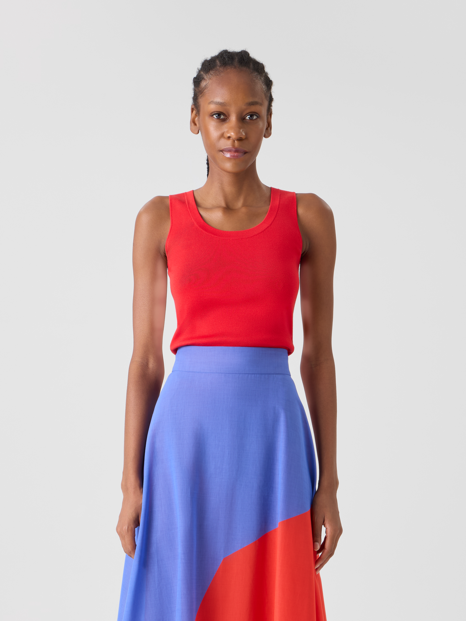 Designer Tailliertes Strick-Top aus Stretch-Seide - Rot