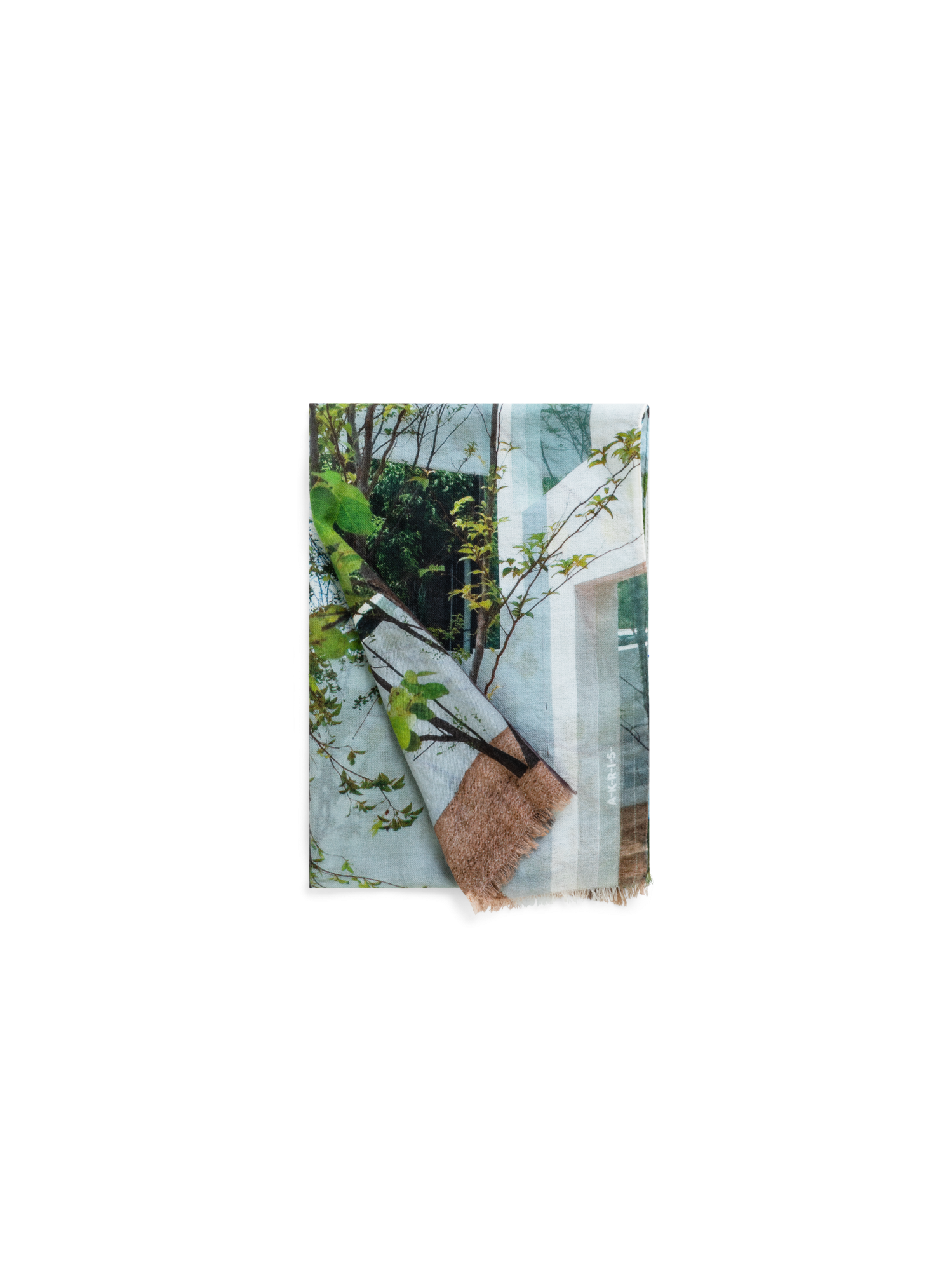 Designer Kaschmirseidenschal mit House N Trees Druck - Bunt