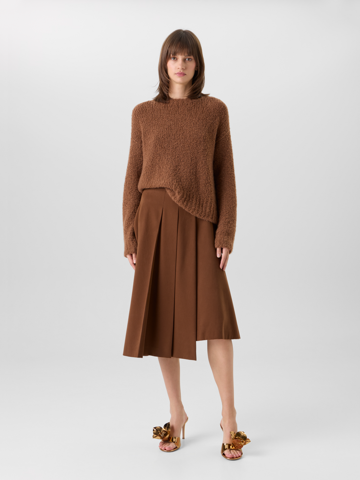 Designer Pullover aus Kaschmir-Seiden-Bouclé - Braun 