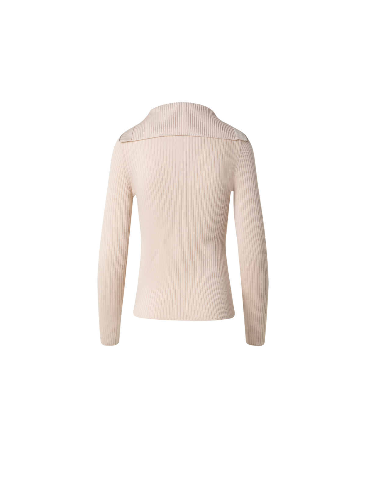 Designer Gerippter Strickpullover mit grossem Kragen - Ecru - Beige - Weiss