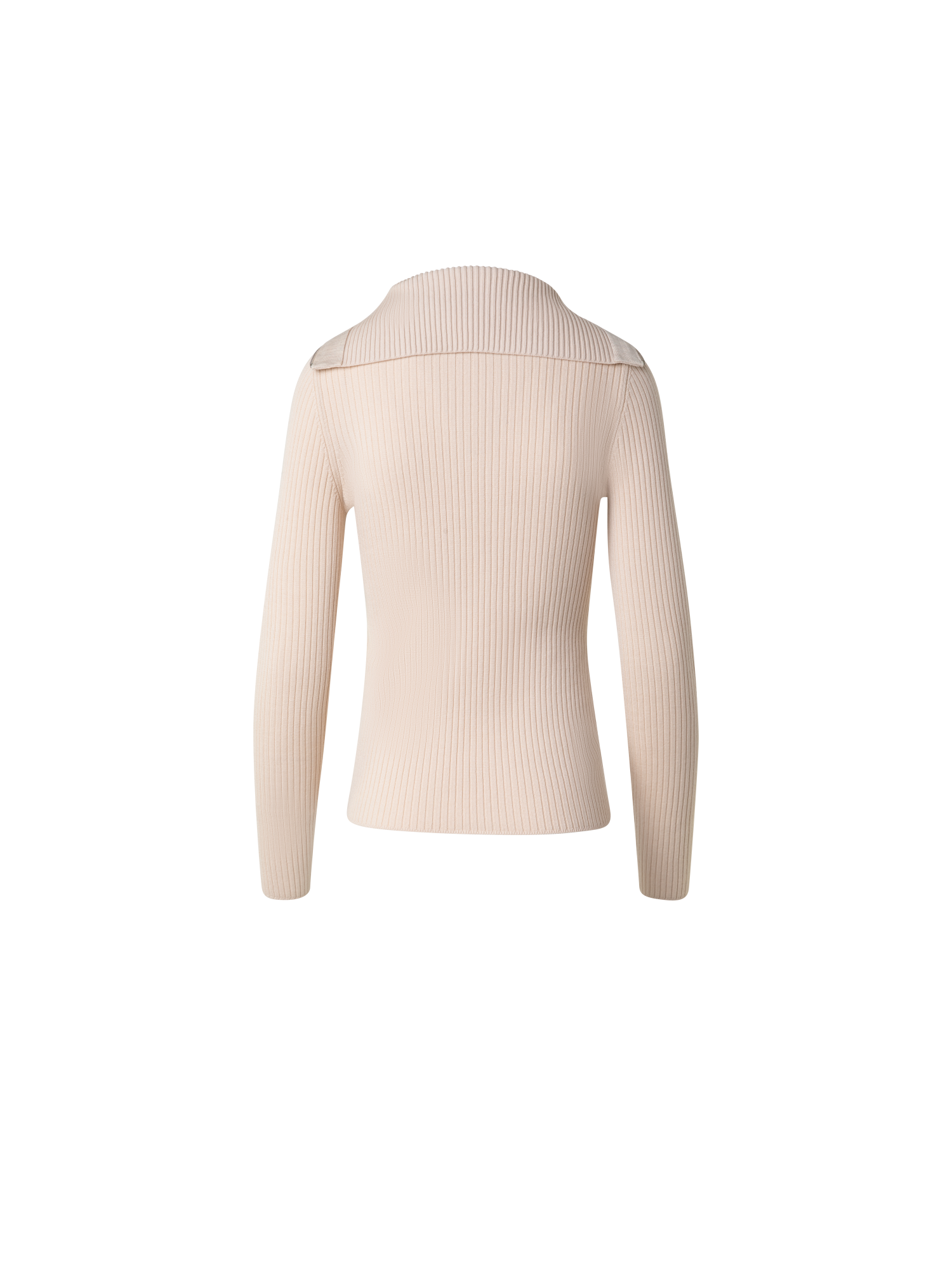 Designer Gerippter Strickpullover mit grossem Kragen - Ecru - Beige - Weiss