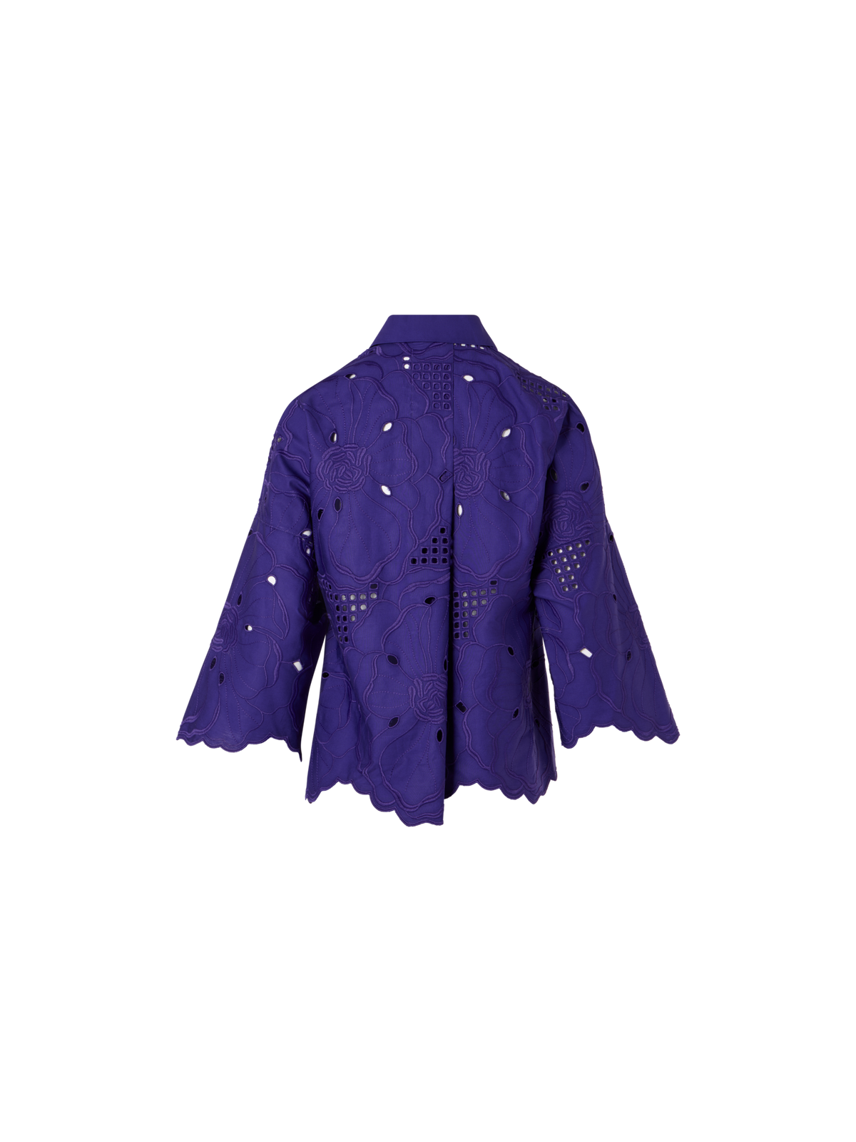 Designer 3/4-Arm-Bluse mit Blumen-Lochstickerei - Violett