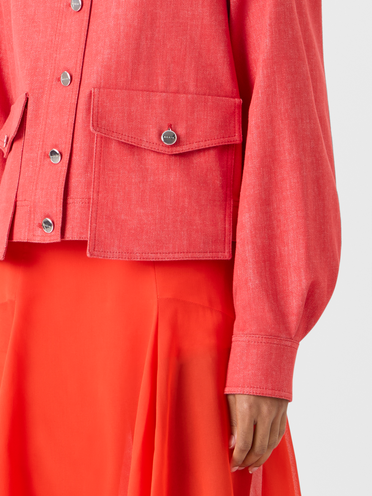 Designer Hilly Oversize-Jacke aus Baumwolldenim - Rot #editorial