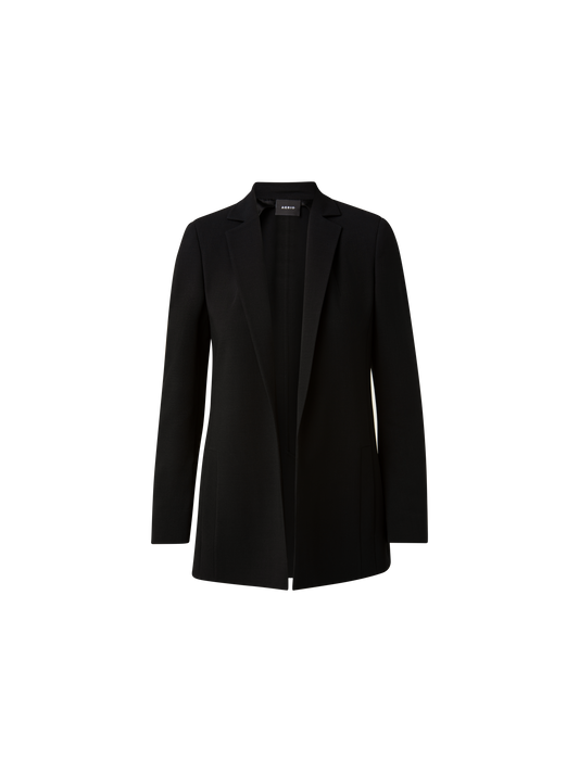 Designer Blazer aus Woll-Doubleface mit langem Revers - Schwarz