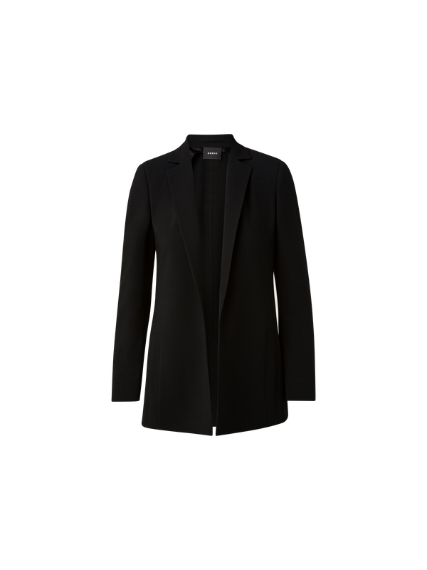 Designer Blazer aus Woll-Doubleface mit langem Revers - Schwarz
