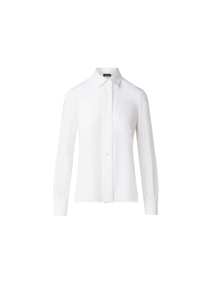 Designer Bluse aus Seiden-Crêpe - Ecru - Weiss