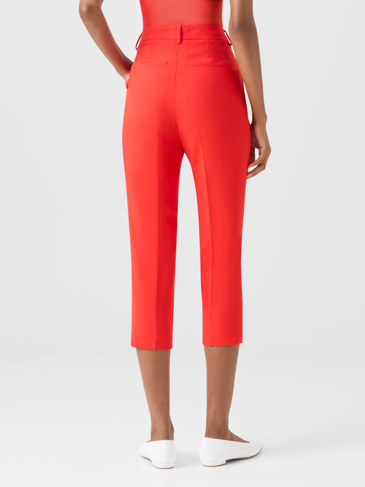 Designer Flavi schmale Caprihose aus Woll-Doubleface - Rot #editorial