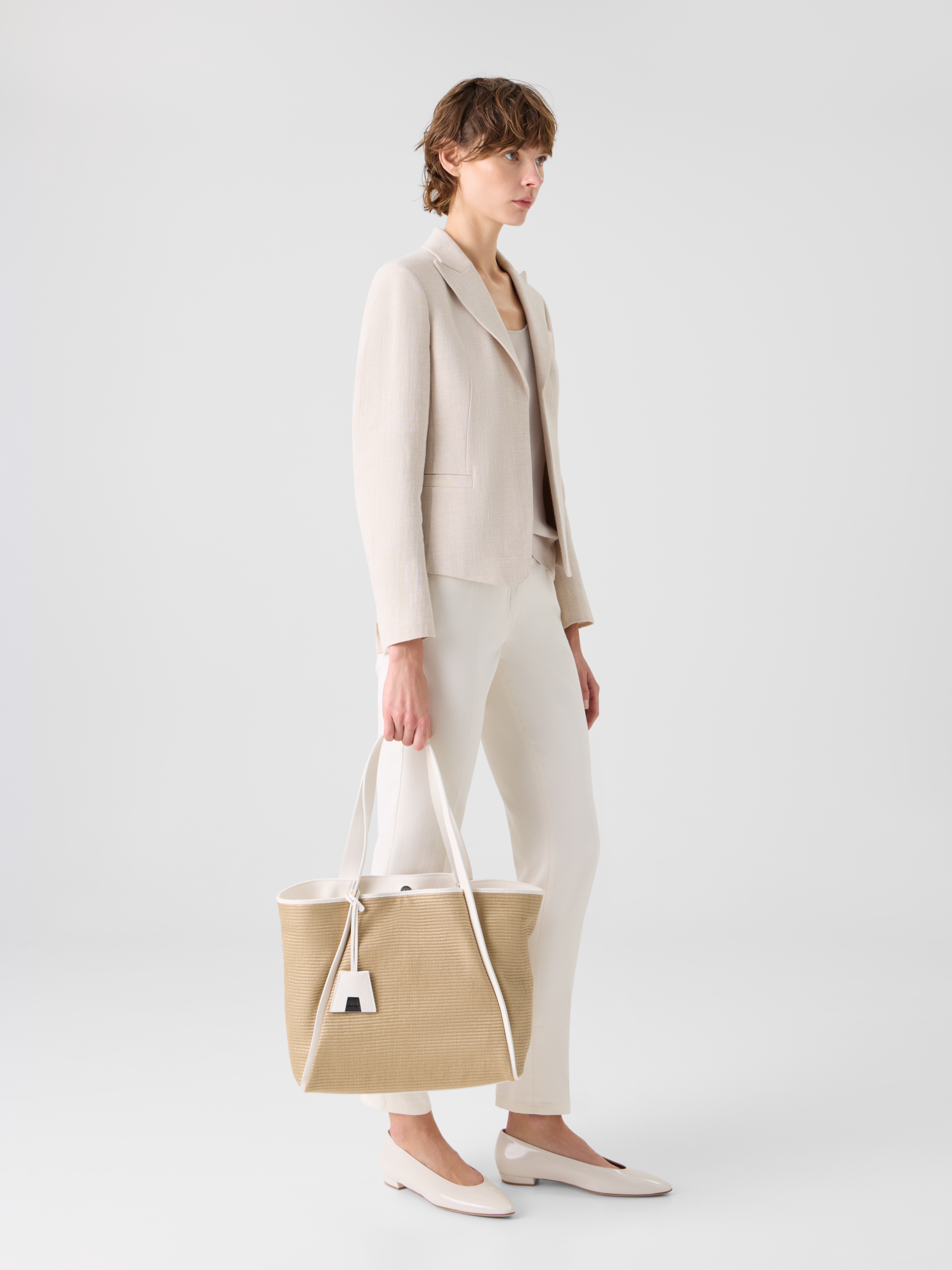 Designer Alex Medium Tote Bag - Beige 
