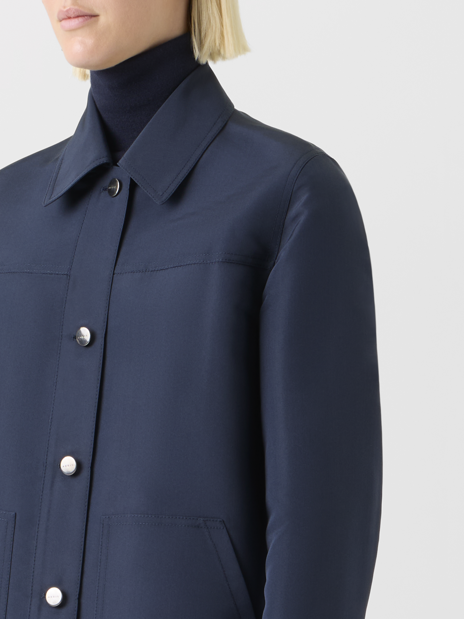 Designer Ottoman Seide Hemdjacke - Dunkelblau - Blau 