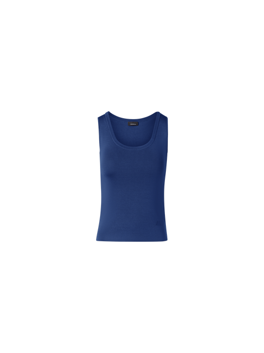 Designer Tanktop aus Seidenstrick - Dunkelblau - Blau