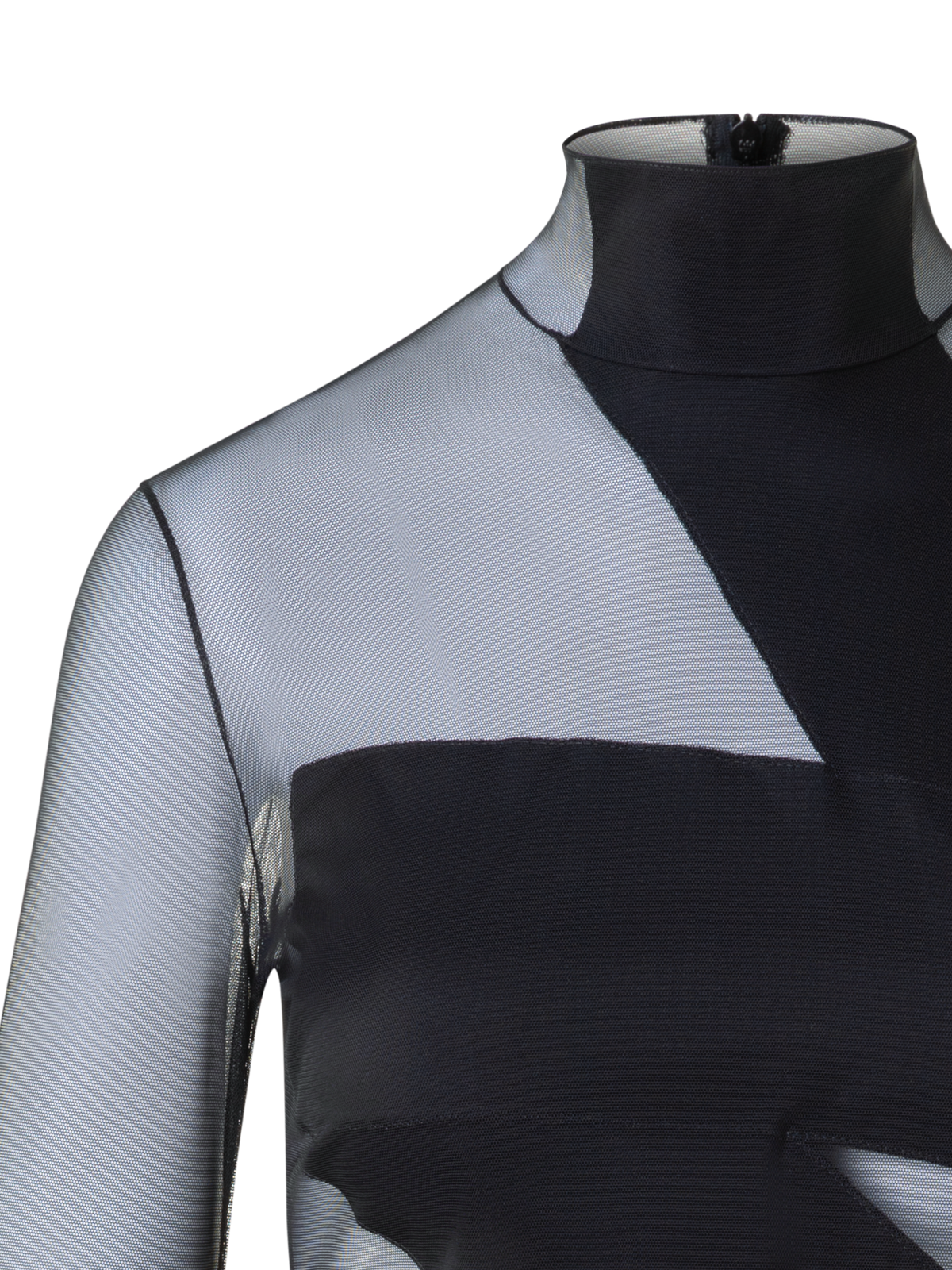 Designer Transparentes Top mit Zigzag-Detail - Schwarz
