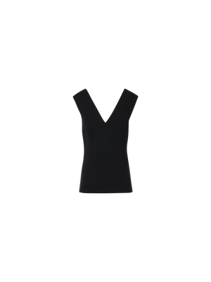 Designer Top mit V-Ausschnitt aus charakteristischem Jersey - Schwarz