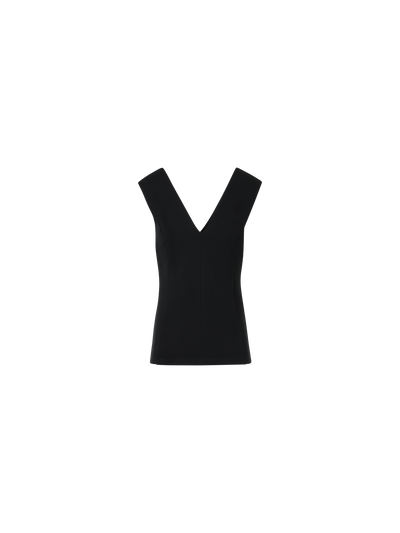 Designer Top mit V-Ausschnitt aus charakteristischem Jersey - Schwarz