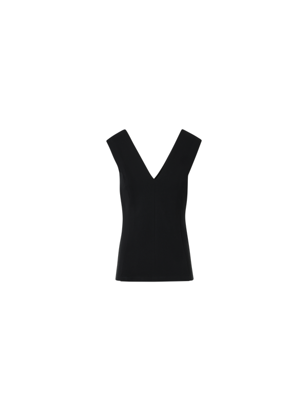 Designer Top mit V-Ausschnitt aus charakteristischem Jersey - Schwarz