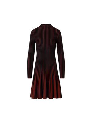 Designer Ribbed Merino Knit Dress - Schwarz - Bunt