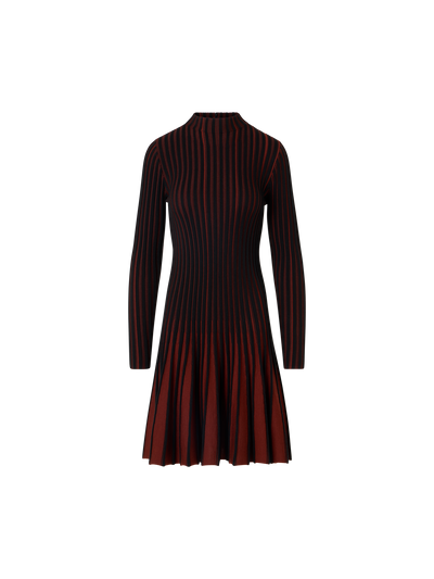 Designer Ribbed Merino Knit Dress - Schwarz - Bunt