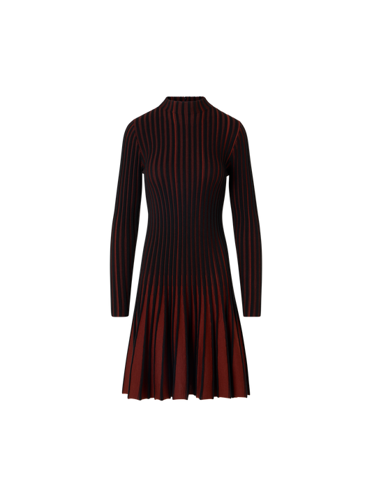 Designer Ribbed Merino Knit Dress - Schwarz - Bunt