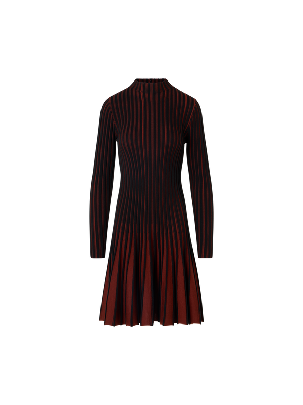 Designer Ribbed Merino Knit Dress - Schwarz - Bunt