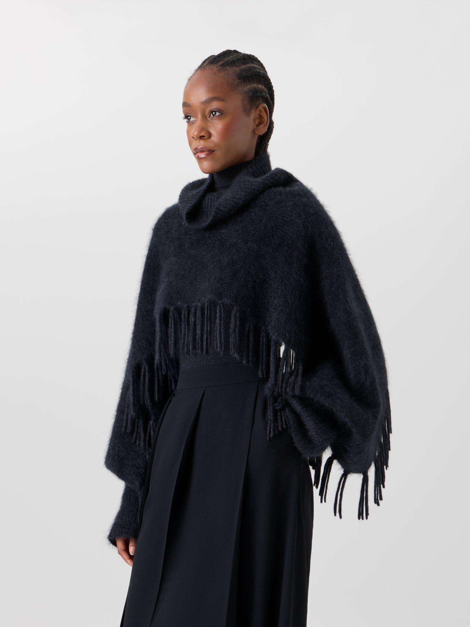 Designer Cape-Schal aus Cloud Cashmere mit Rollkragen - Grau 