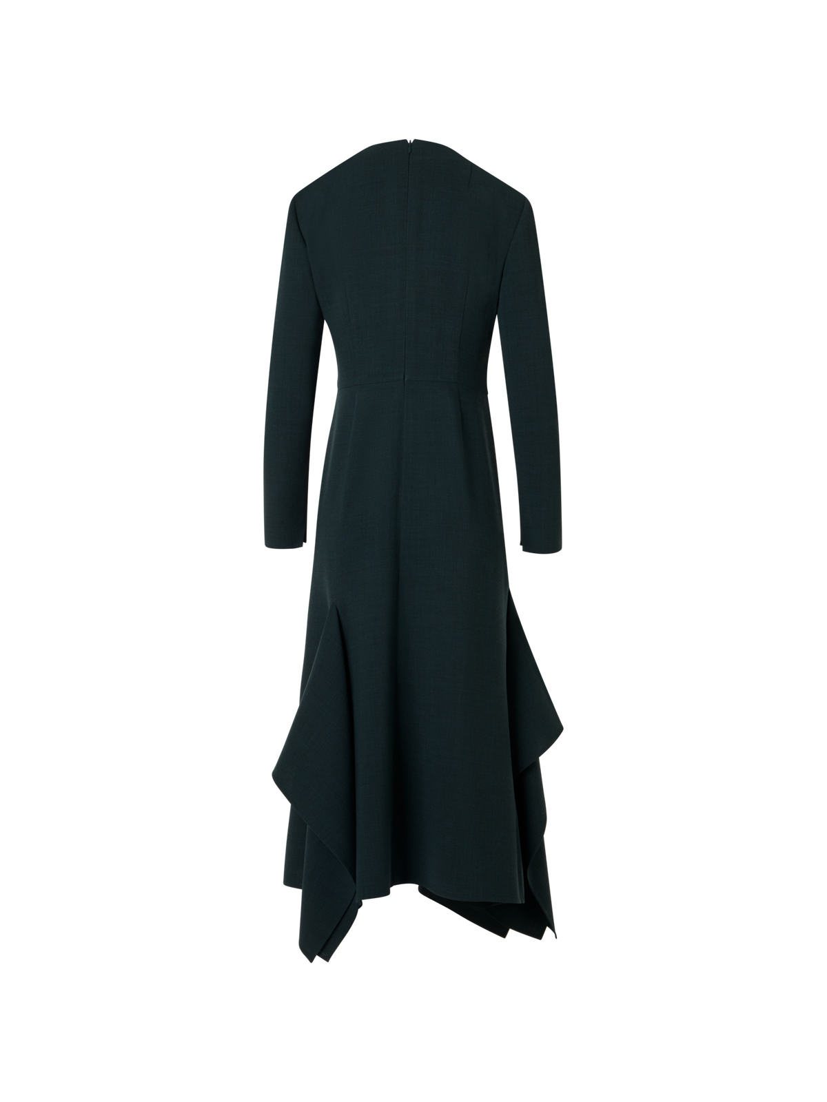 Designer Ausgestelltes Midikleid aus Wolle mit asymmetrischem Rock - Grün