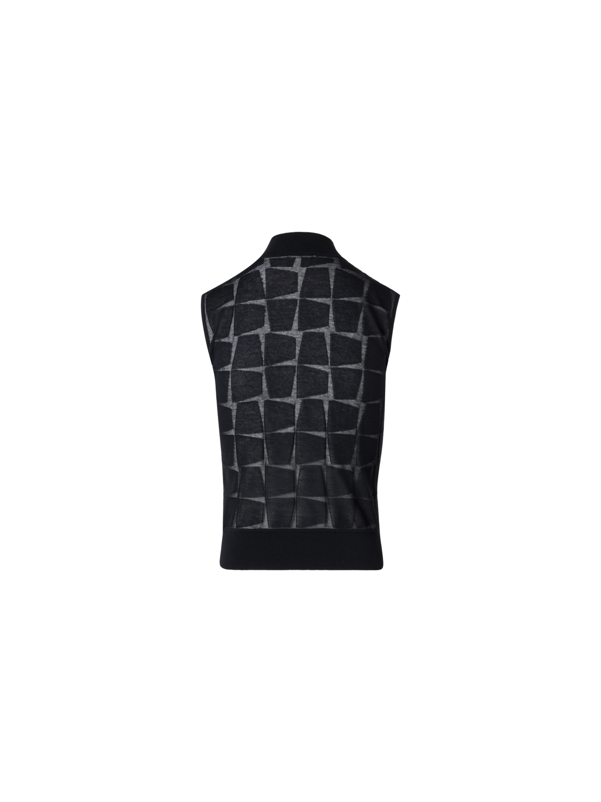 Designer Ärmelloses Stricktop aus tonalem Trapez-Jacquard - Schwarz