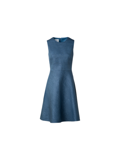Designer Seiden-Cocktailkleid mit A-Linien-Rock - Blau