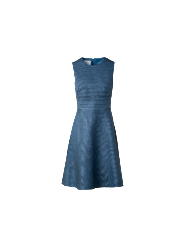 Designer Seiden-Cocktailkleid mit A-Linien-Rock - Blau