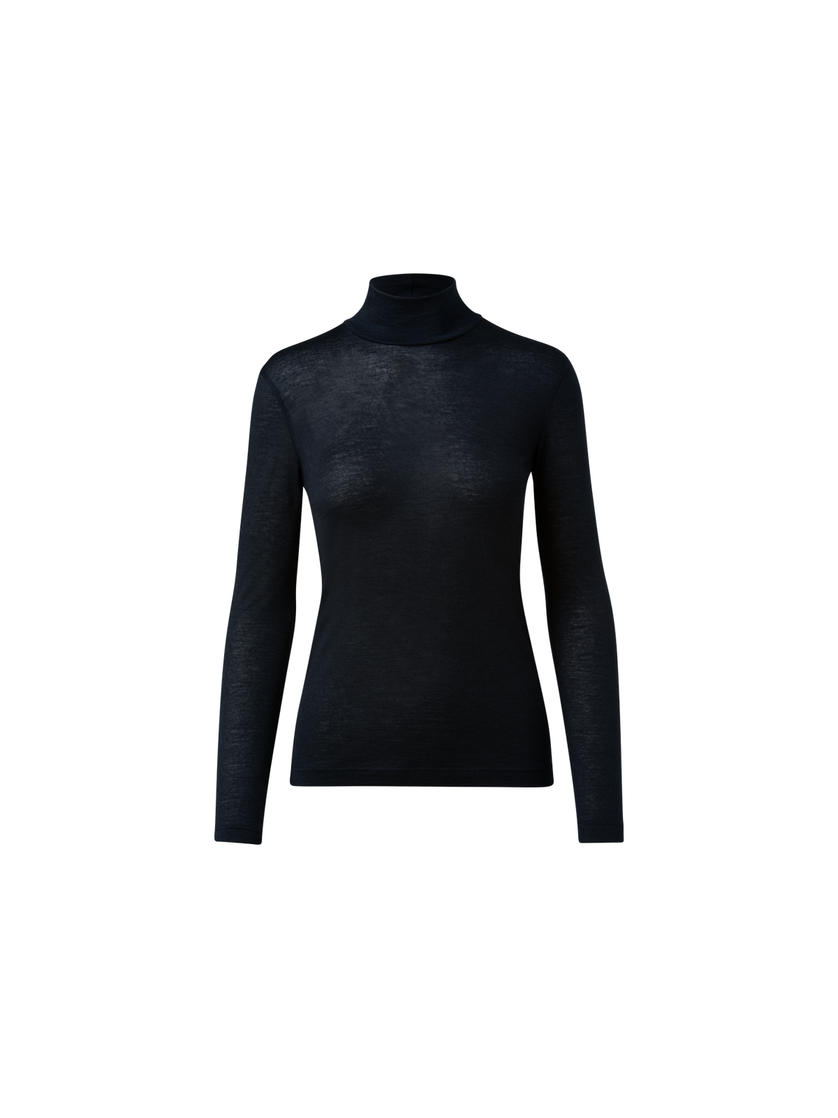 Designer Rollkragenpullover aus Kaschmir-Seiden-Jersey - Dunkelblau - Blau