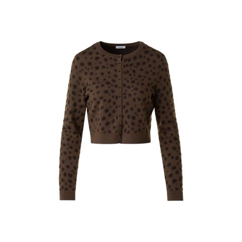 Kurzer Strickcardigan im Leopard Jacquard
