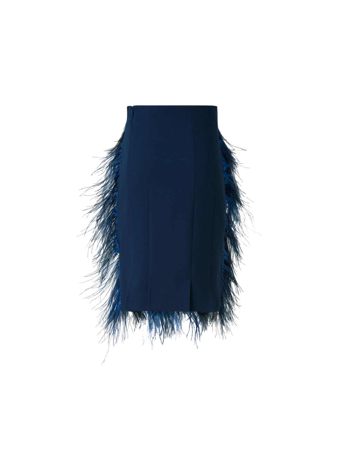 Designer Woll Doubleface Feathered Pencil Skirt - Dunkelblau - Blau - Bunt