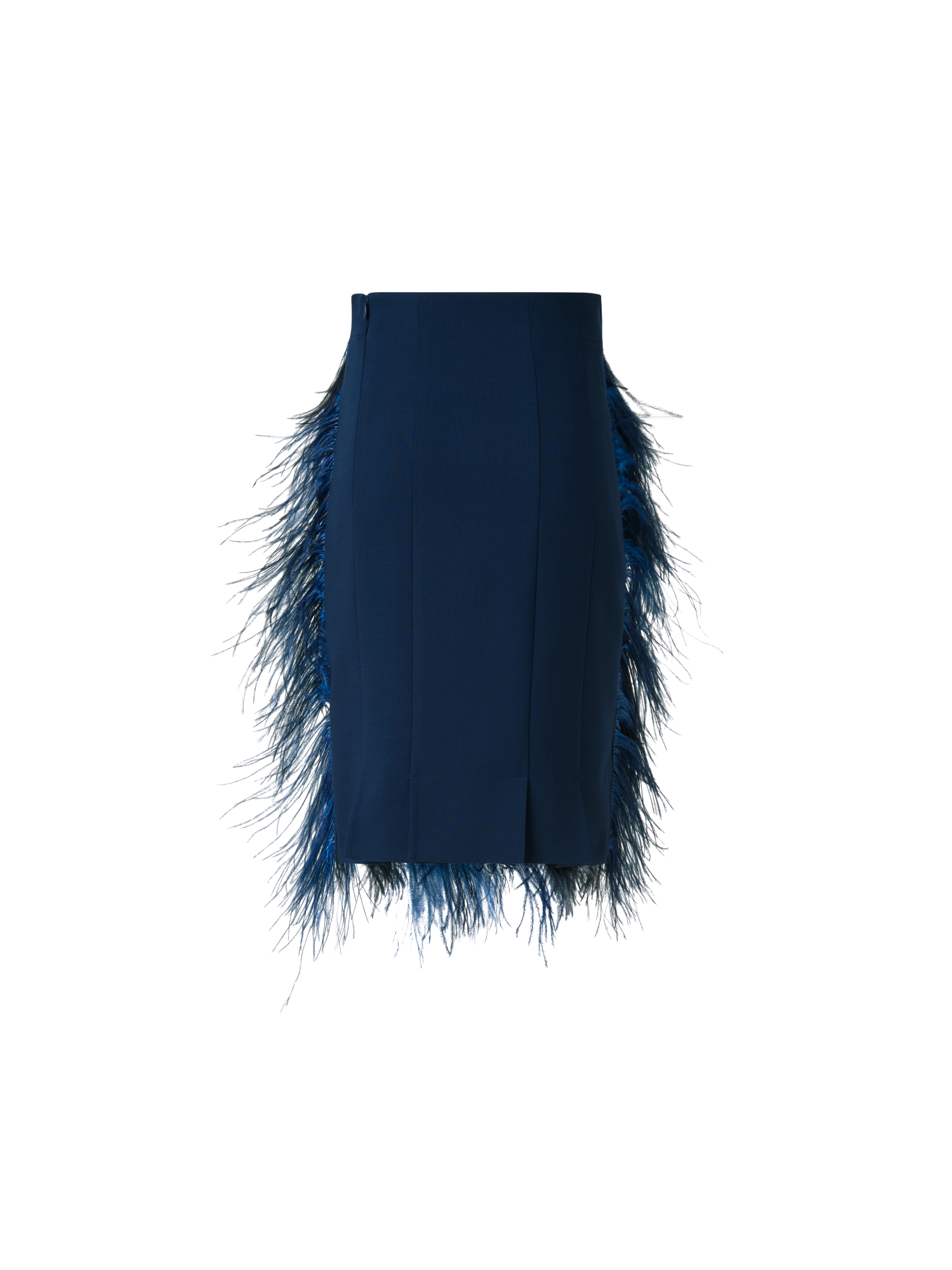 Designer Woll Doubleface Feathered Pencil Skirt - Dunkelblau - Blau - Bunt