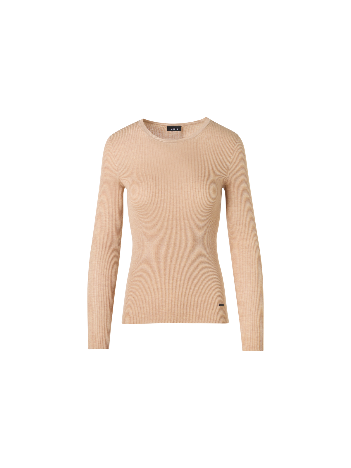 Designer Langärmeliger Strickpullover aus Seiden-Baumwolle - Beige
