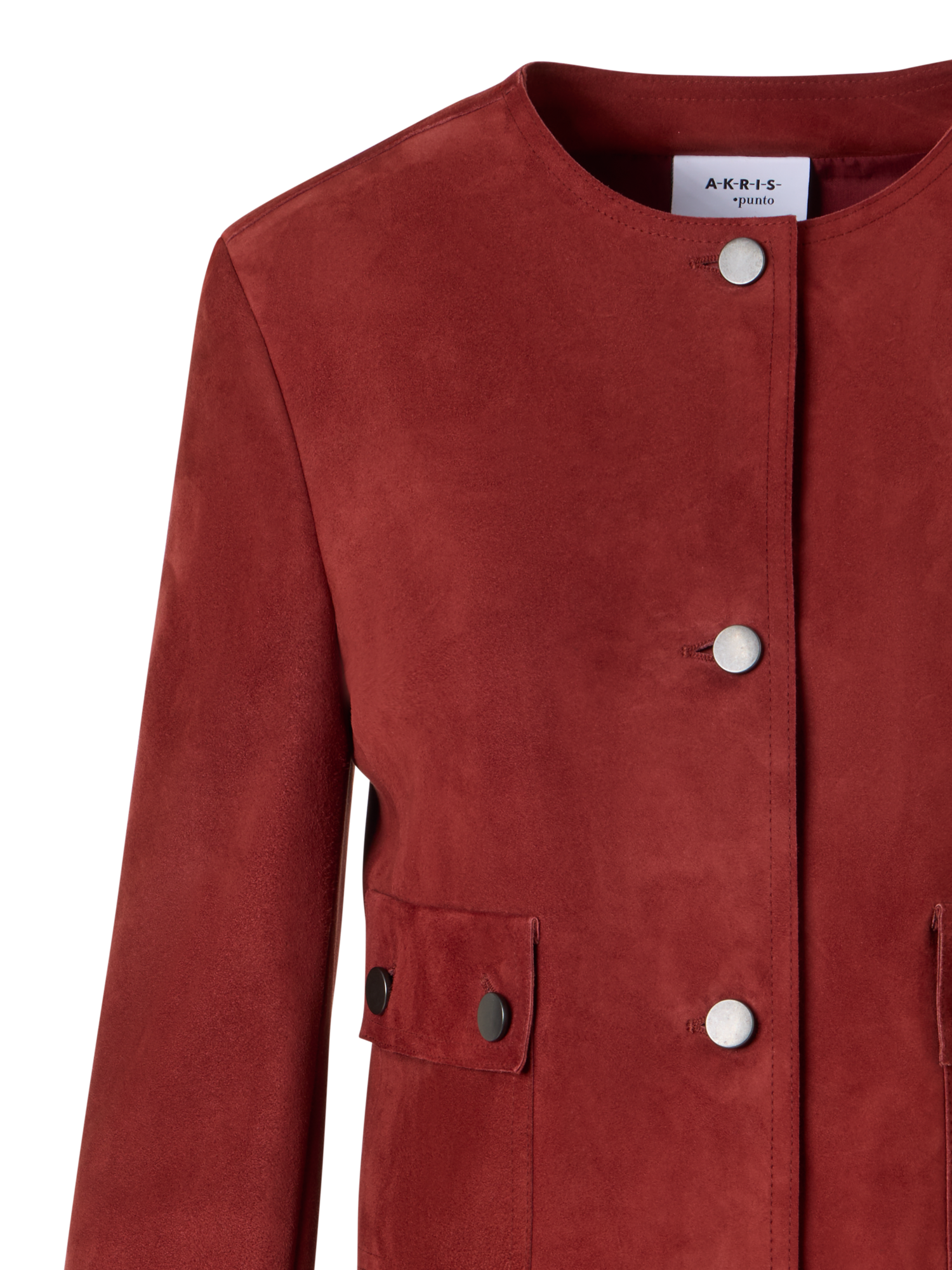 Designer Langärmelige Jacke aus Wildleder - Rot