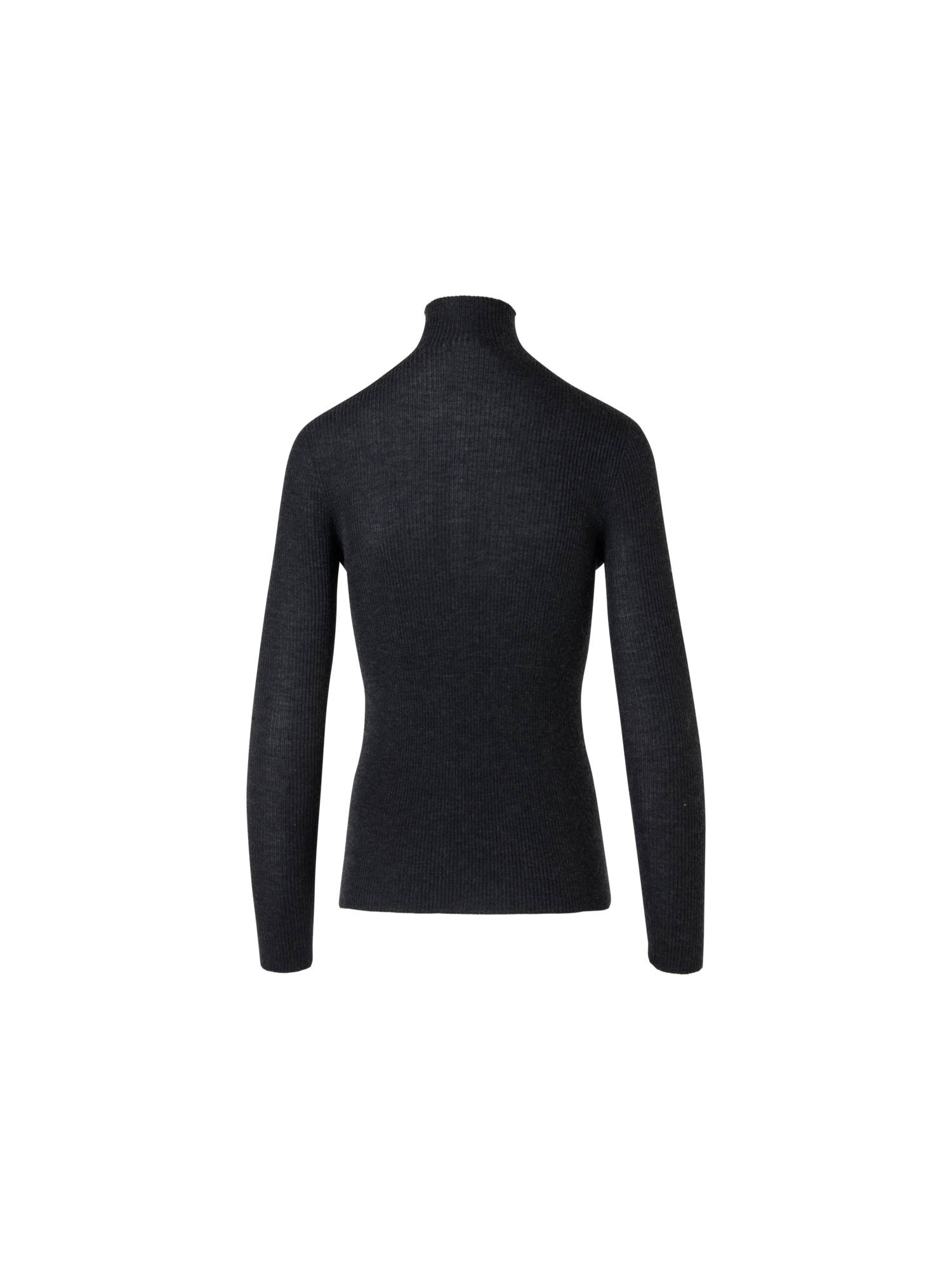 Designer Feinripp-Pullover aus Kaschmirseide mit Stehkragen - Grau