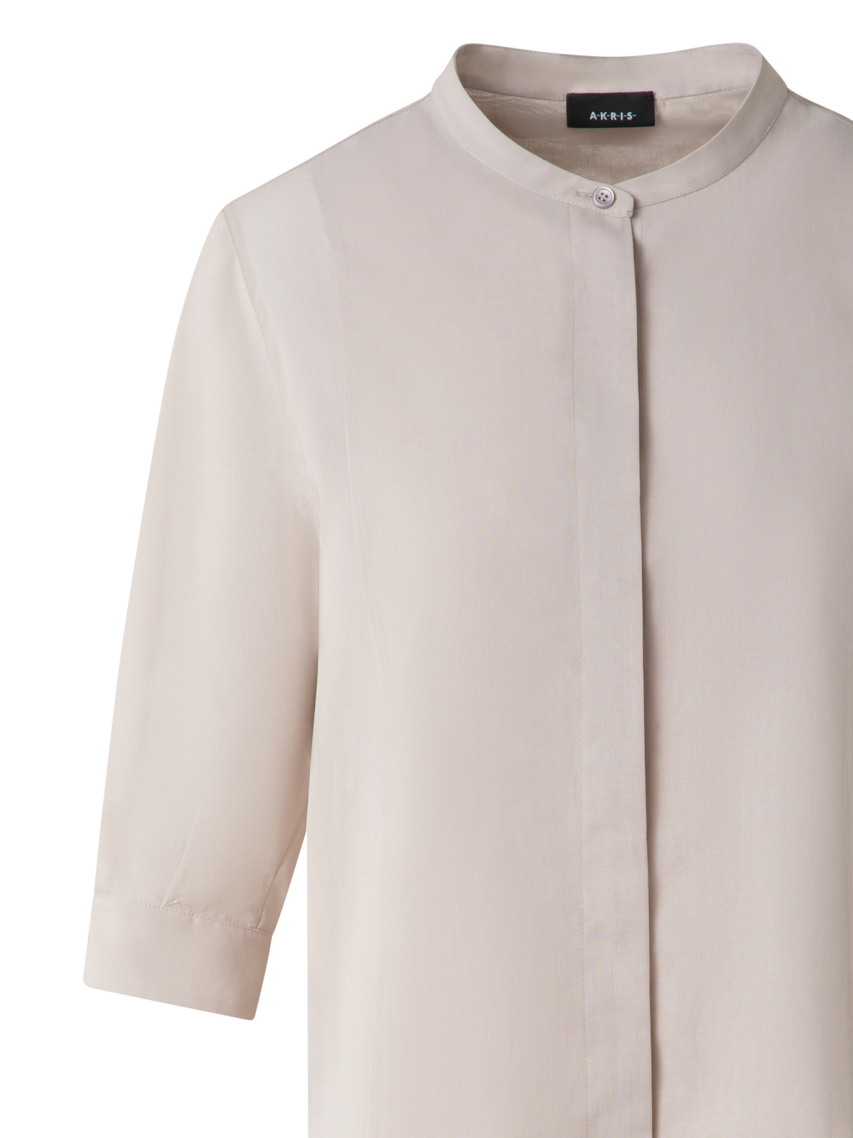 Designer Baumwollbluse mit transparenten Volumenärmeln - Grau - Beige